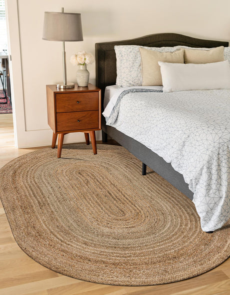 Natural 5' 1 x 8' Braided Jute Oval Area Rug 100% Jute Hand Braided Natural Eco-Friendly Boho Style Carpet for Living Rooms Dining Office Space Dorms for Sale at Rug Engine