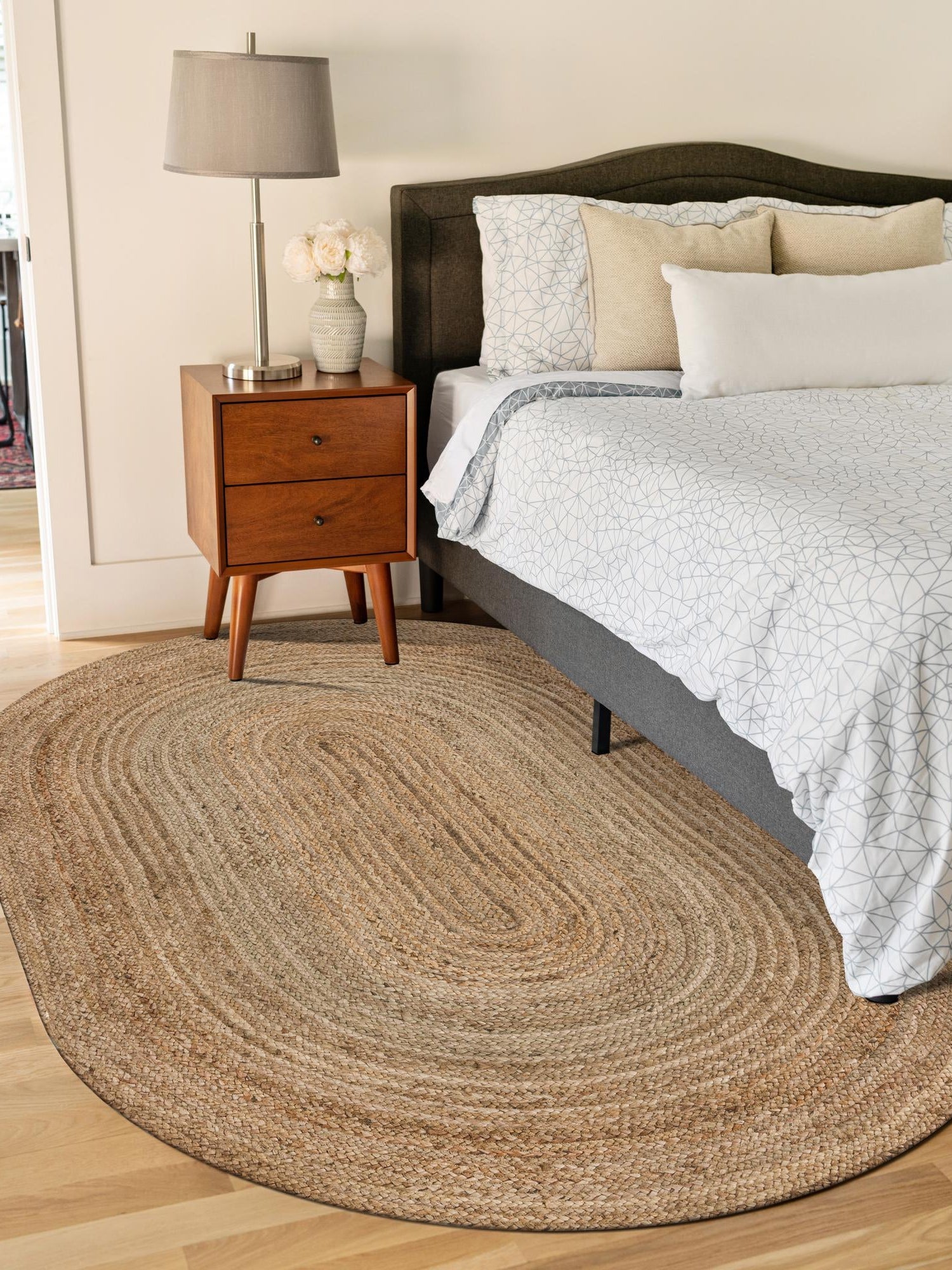 Natural 4' 1 x 6' 1 Braided Jute Oval Area Rug 100% Jute Hand Braided Natural Eco-Friendly Boho Style Carpet for Living Rooms Dining Office Space Dorms for Sale at Rug Engine