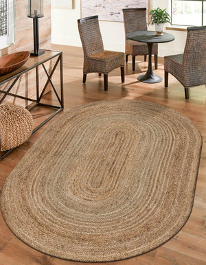 Natural 3' 3 x 5' 1 Braided Jute Oval Rug