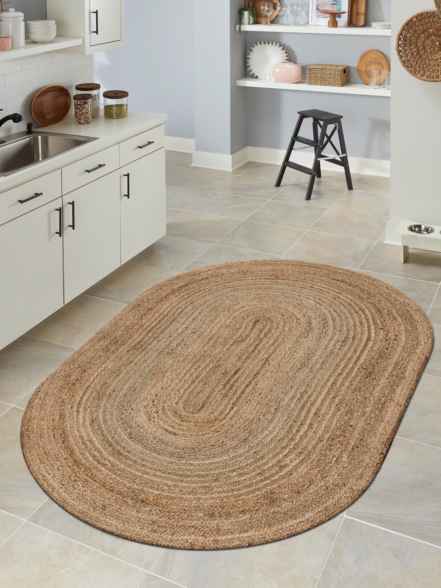 Natural 3' 3 x 5' 1 Braided Jute Oval Area Rug 100% Jute Hand Braided Natural Eco-Friendly Boho Style Carpet for Living Rooms Dining Office Space Dorms for Sale at Rug Engine