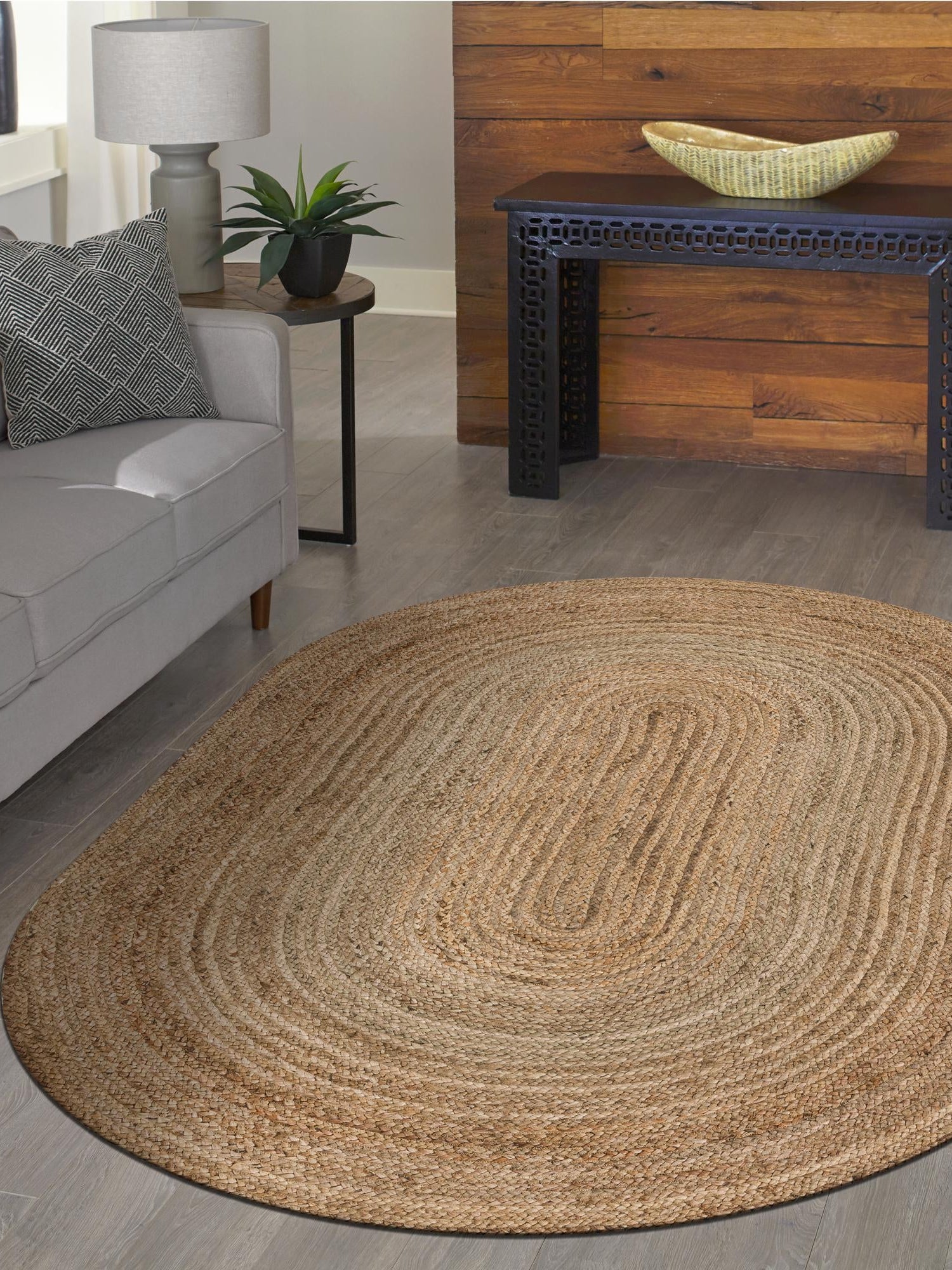Natural 5' 1 x 8' Braided Jute Oval Area Rug 100% Jute Hand Braided Natural Eco-Friendly Boho Style Carpet for Living Rooms Dining Office Space Dorms for Sale at Rug Engine