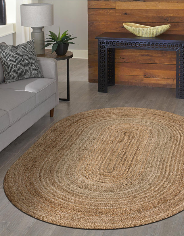 Natural 8' x 10' Braided Jute Oval Rug