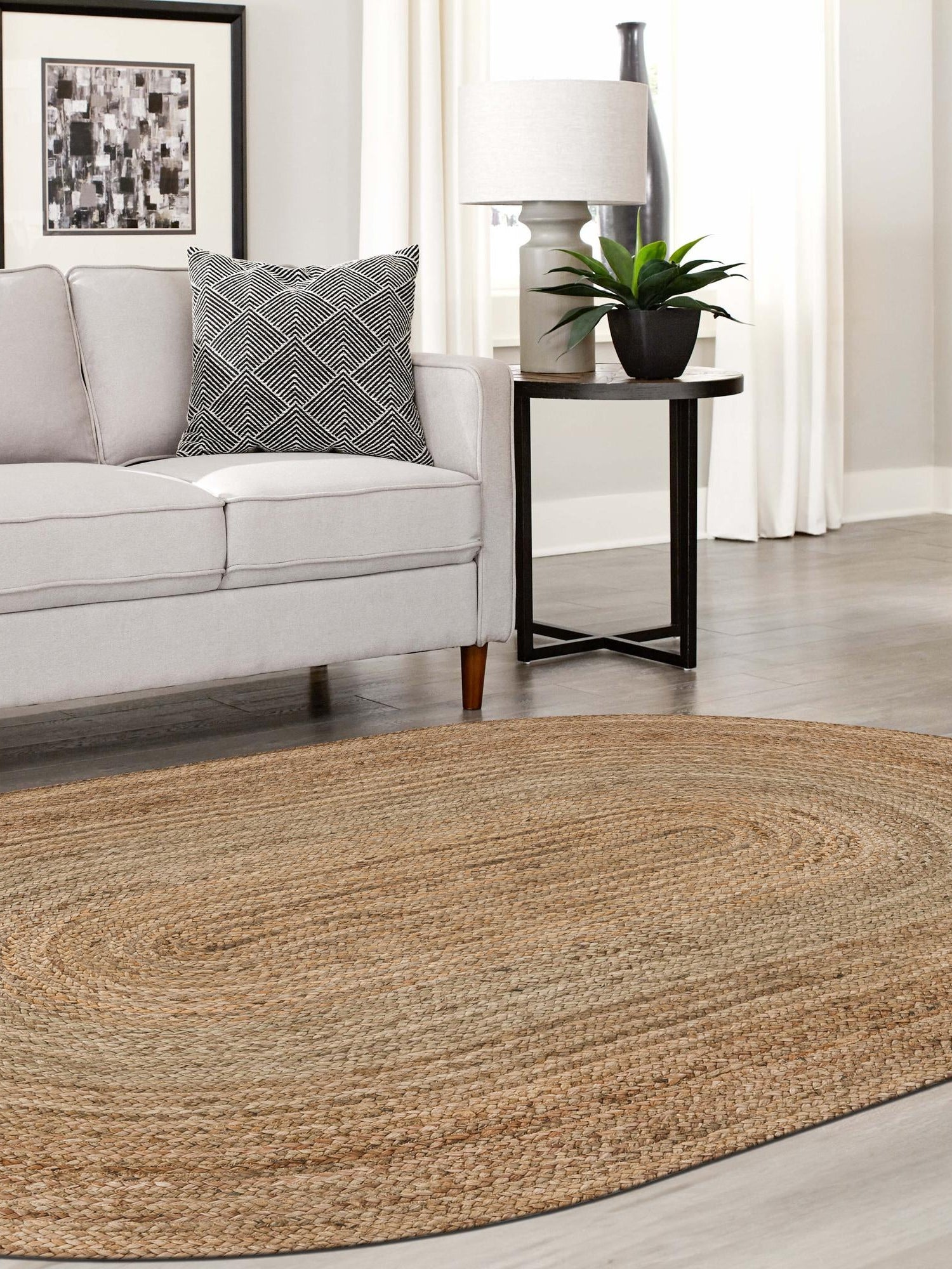 Natural 8' x 10' Braided Jute Oval Area Rug 100% Jute Hand Braided Natural Eco-Friendly Boho Style Carpet for Living Rooms Dining Office Space Dorms for Sale at Rug Engine