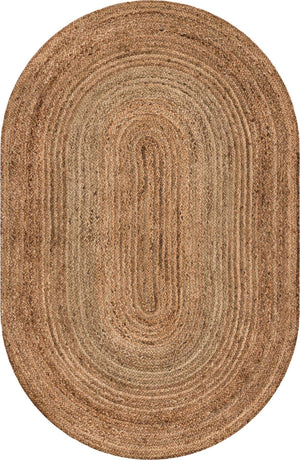 Natural 5' 1 x 8' Braided Jute Oval Rug