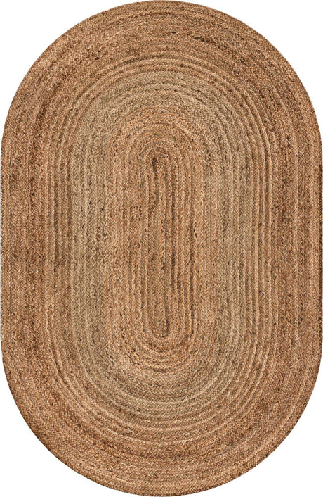 Natural 5' 1 x 8' Braided Jute Oval Rug
