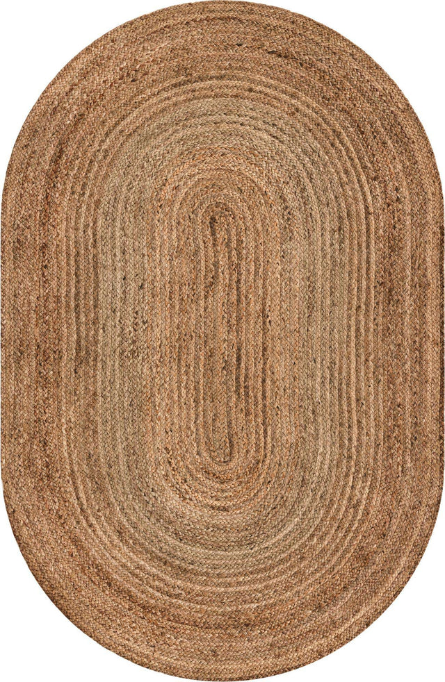 Natural 5' 1 x 8' Braided Jute Oval Rug