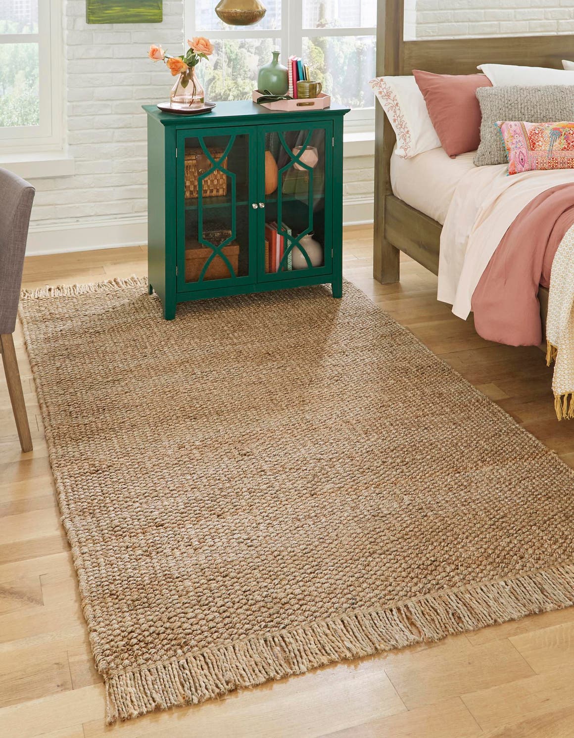 Natural 6' 1 x 9' Chunky Jute Rectangle Area Rug 100% All Natural Jute Sustainable Eco-Friendly Carpet Mat for Natural Interior Design Homes for Sale at Rug Engine