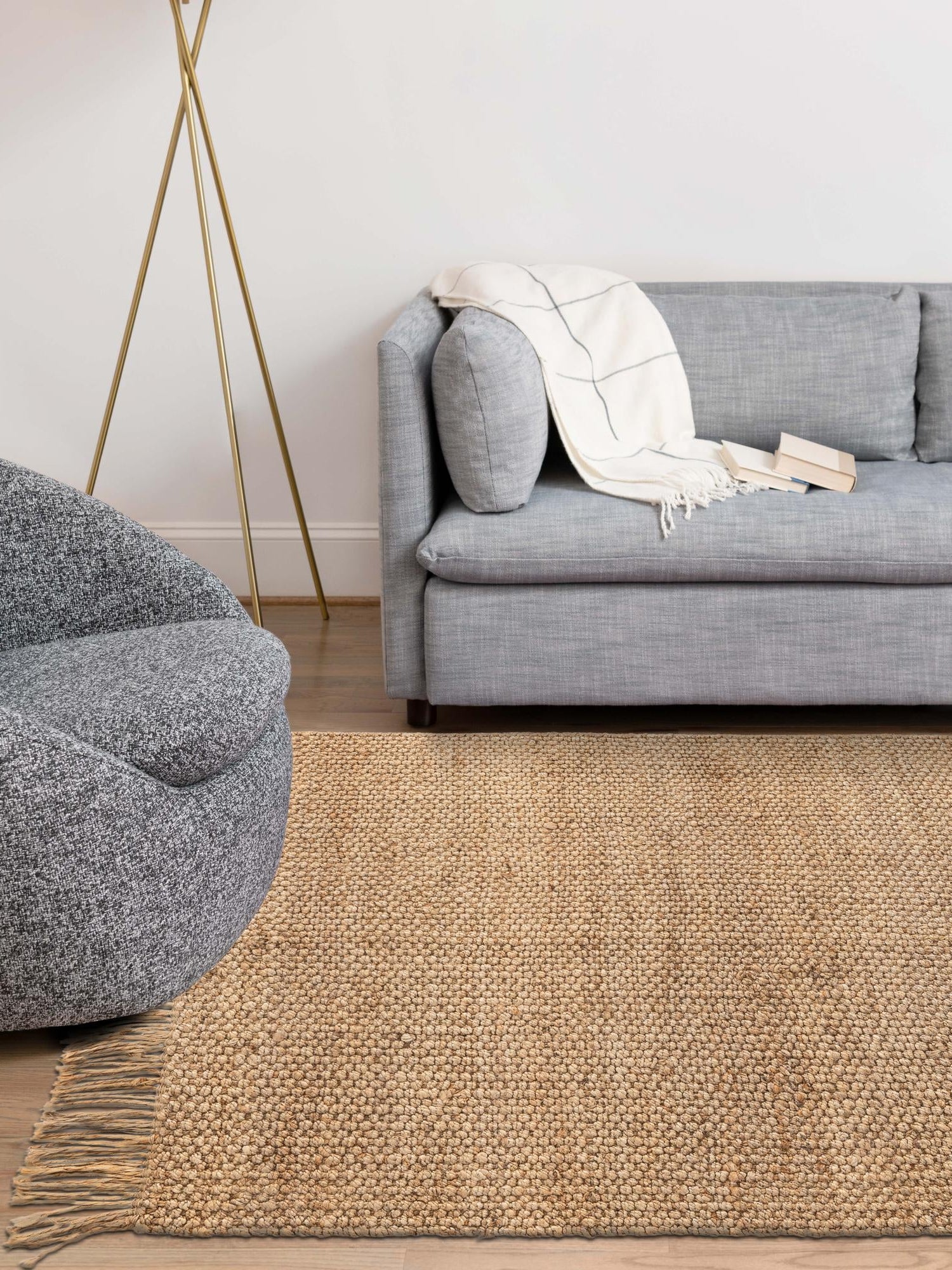 Natural 3' 1 x 5' 1 Chunky Jute Rectangle Area Rug 100% All Natural Jute Sustainable Eco-Friendly Carpet Mat for Natural Interior Design Homes for Sale at Rug Engine