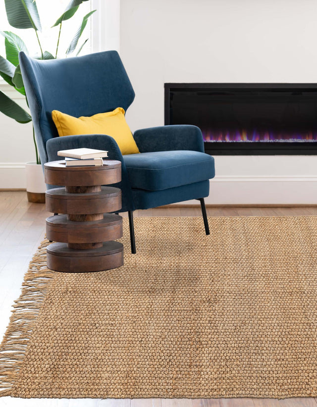 Natural 3' 1 x 5' 1 Chunky Jute Rectangle Area Rug 100% All Natural Jute Sustainable Eco-Friendly Carpet Mat for Natural Interior Design Homes for Sale at Rug Engine