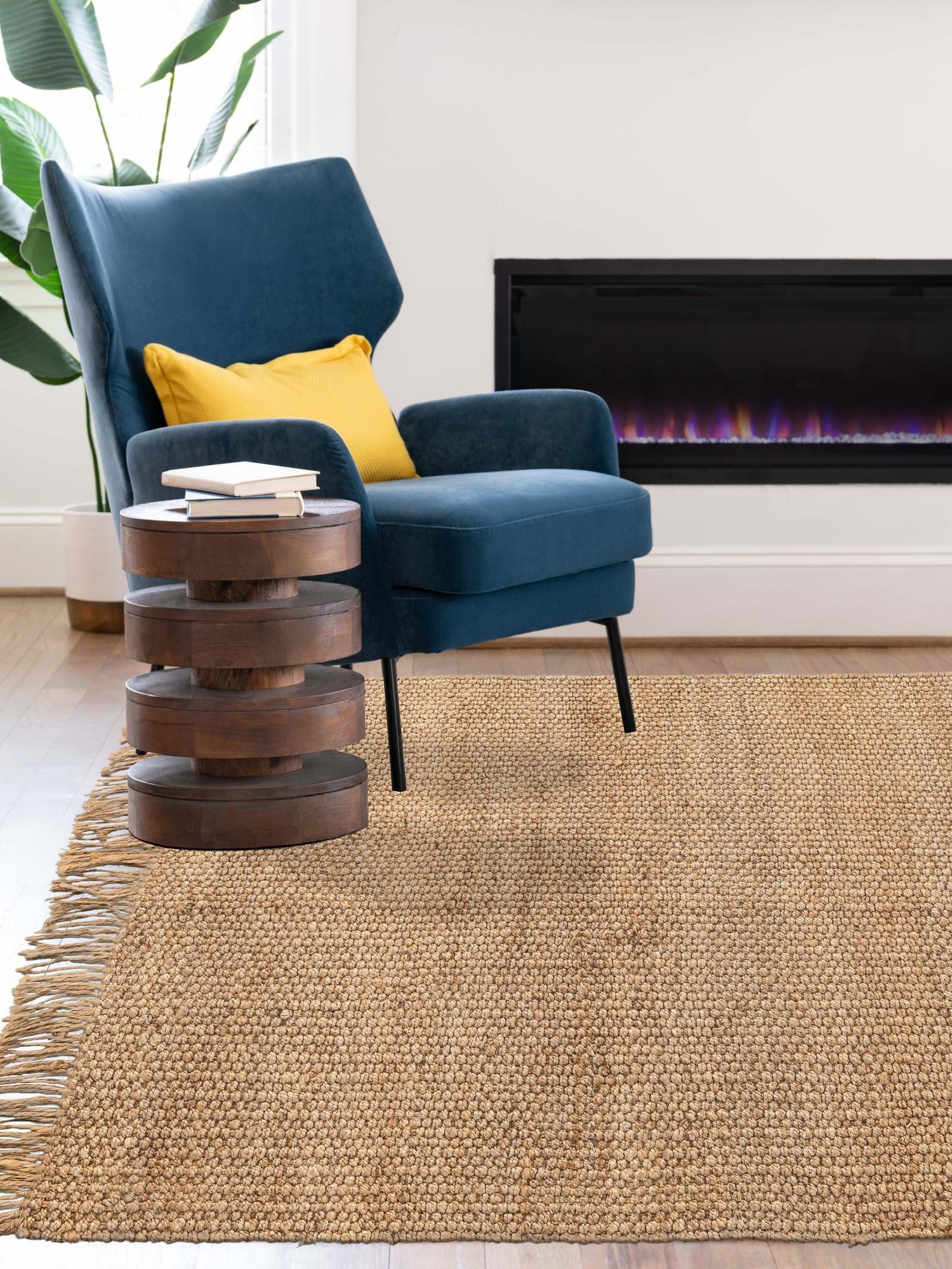 Natural 6' 1 x 9' Chunky Jute Rectangle Area Rug 100% All Natural Jute Sustainable Eco-Friendly Carpet Mat for Natural Interior Design Homes for Sale at Rug Engine