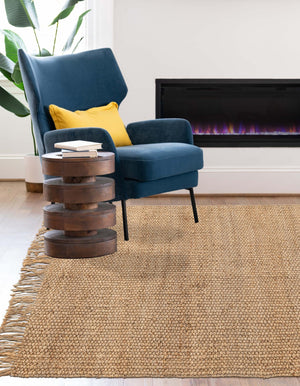 Natural 6' 1 x 9' Chunky Jute Rectangle Area Rug 100% All Natural Jute Sustainable Eco-Friendly Carpet Mat for Natural Interior Design Homes for Sale at Rug Engine