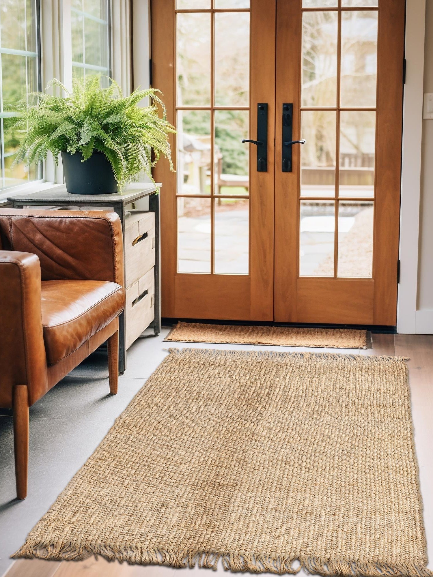 Natural 6' 1 x 9' Chunky Jute Rectangle Area Rug 100% All Natural Jute Sustainable Eco-Friendly Carpet Mat for Natural Interior Design Homes for Sale at Rug Engine