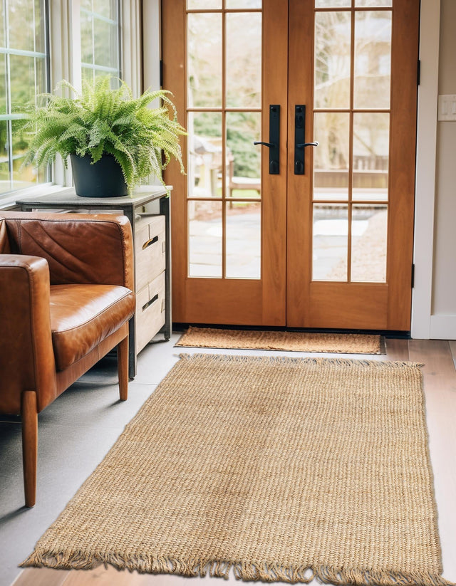 Natural 7' 1 x 10' Chunky Jute Rectangle Area Rug 100% All Natural Jute Sustainable Eco-Friendly Carpet Mat for Natural Interior Design Homes for Sale at Rug Engine