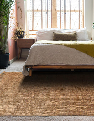 Natural 2' x 3' 1 Chunky Jute Rectangle Area Rug 100% All Natural Jute Sustainable Eco-Friendly Carpet Mat for Natural Interior Design Homes for Sale at Rug Engine