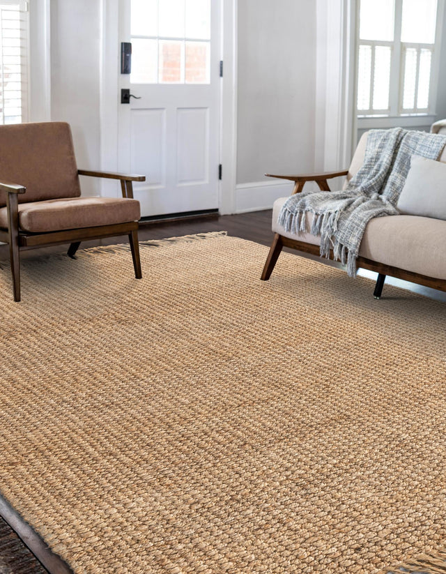 Natural 7' 1 x 10' Chunky Jute Rectangle Area Rug 100% All Natural Jute Sustainable Eco-Friendly Carpet Mat for Natural Interior Design Homes for Sale at Rug Engine