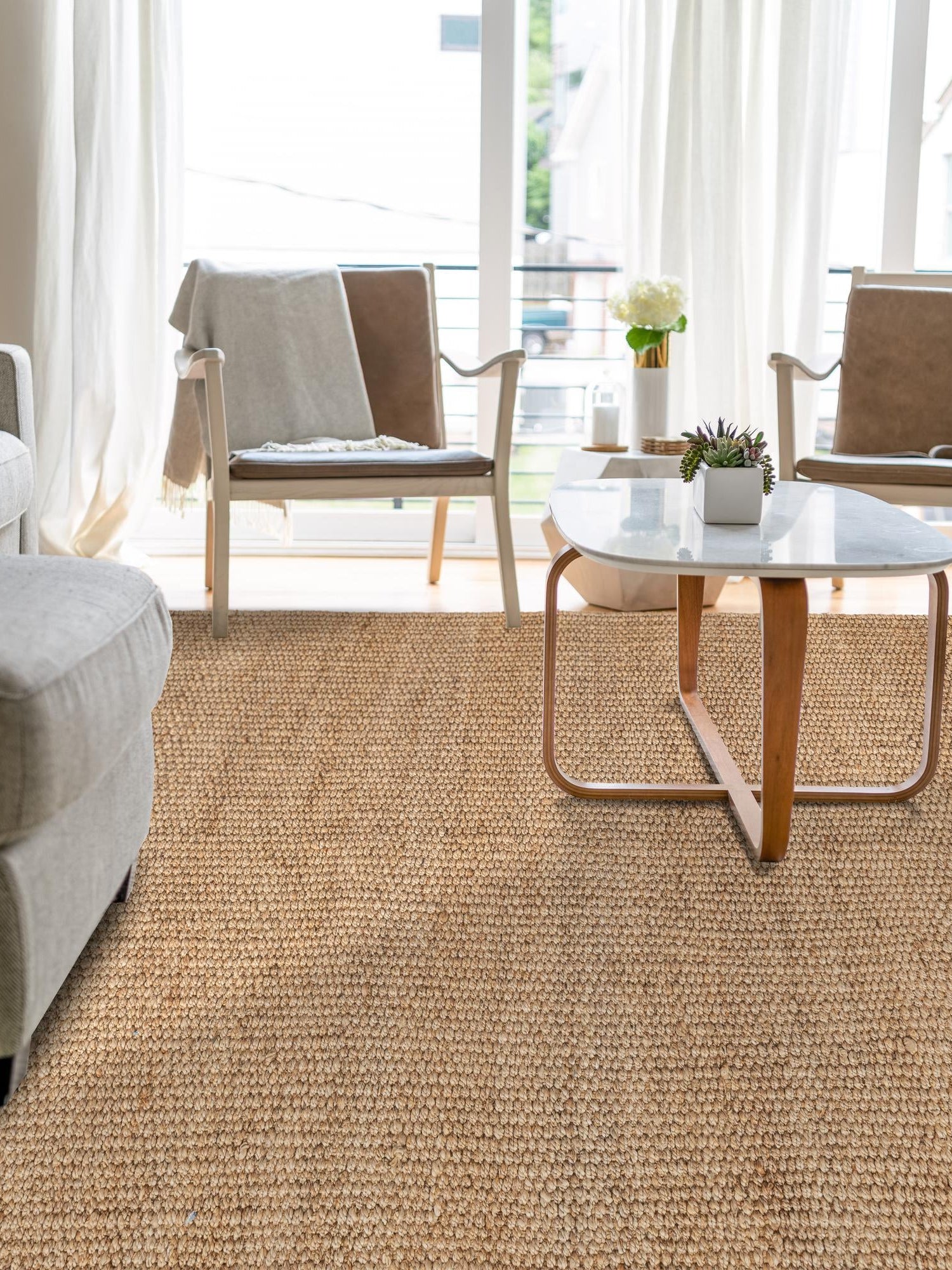 Natural 7' 1 x 10' Chunky Jute Rectangle Area Rug 100% All Natural Jute Sustainable Eco-Friendly Carpet Mat for Natural Interior Design Homes for Sale at Rug Engine