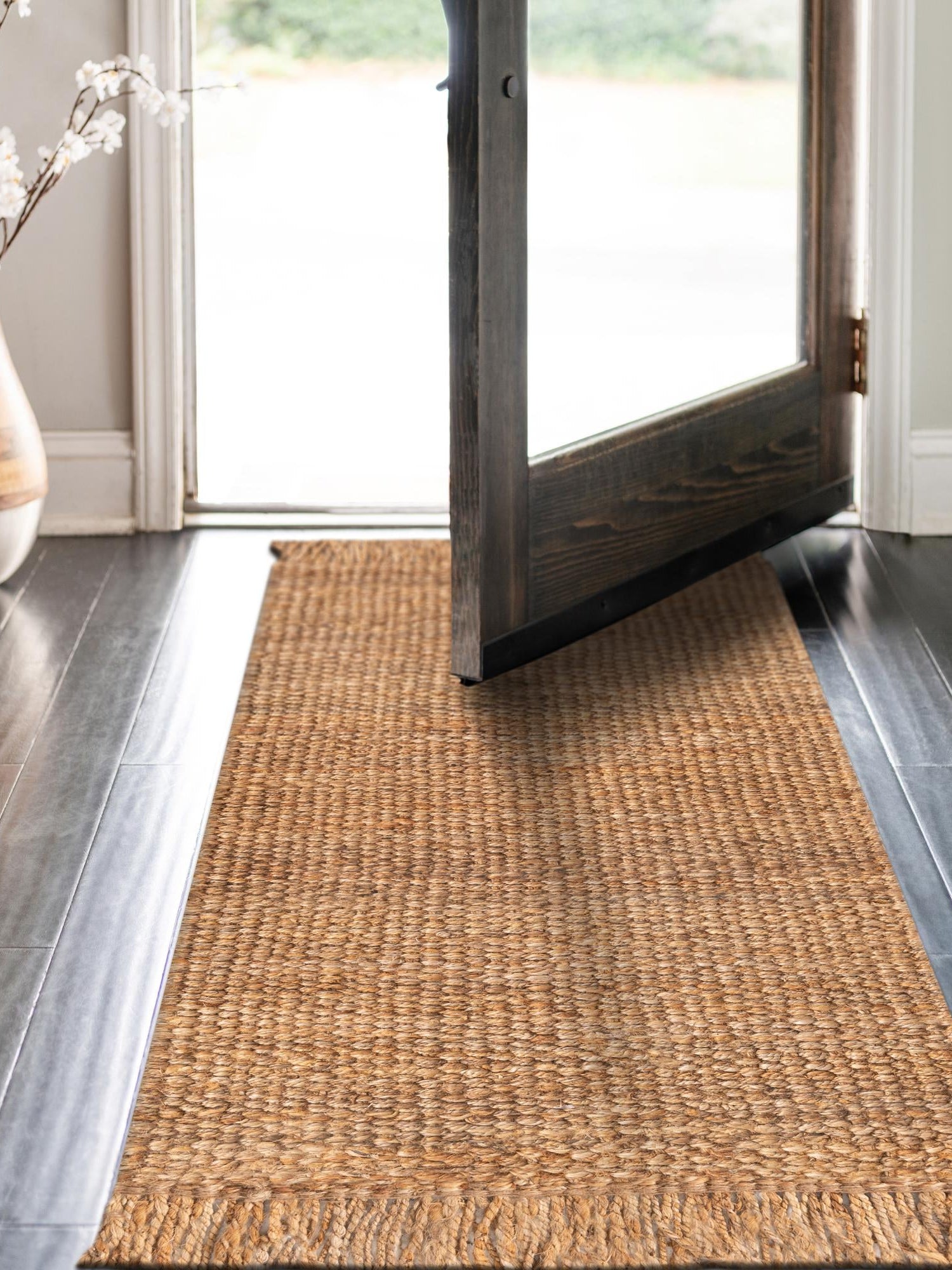 Natural 2' x 5' 1 Chunky Jute Runner Area Rug 100% All Natural Jute Sustainable Eco-Friendly Carpet Mat for Natural Interior Design Homes for Sale at Rug Engine
