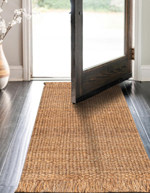 Natural 2' x 5' 1 Chunky Jute Runner Area Rug 100% All Natural Jute Sustainable Eco-Friendly Carpet Mat for Natural Interior Design Homes for Sale at Rug Engine