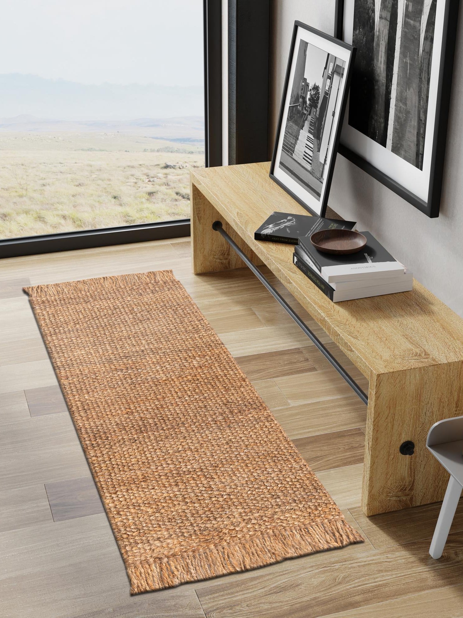 Natural 2' x 5' 1 Chunky Jute Runner Area Rug 100% All Natural Jute Sustainable Eco-Friendly Carpet Mat for Natural Interior Design Homes for Sale at Rug Engine