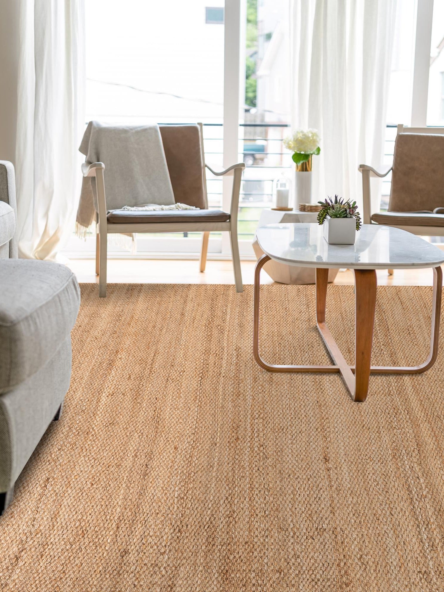 Natural 5' 1 x 8' Chunky Jute Rectangle Area Rug 100% All Natural Jute Sustainable Eco-Friendly Carpet Mat for Natural Interior Design Homes for Sale at Rug Engine