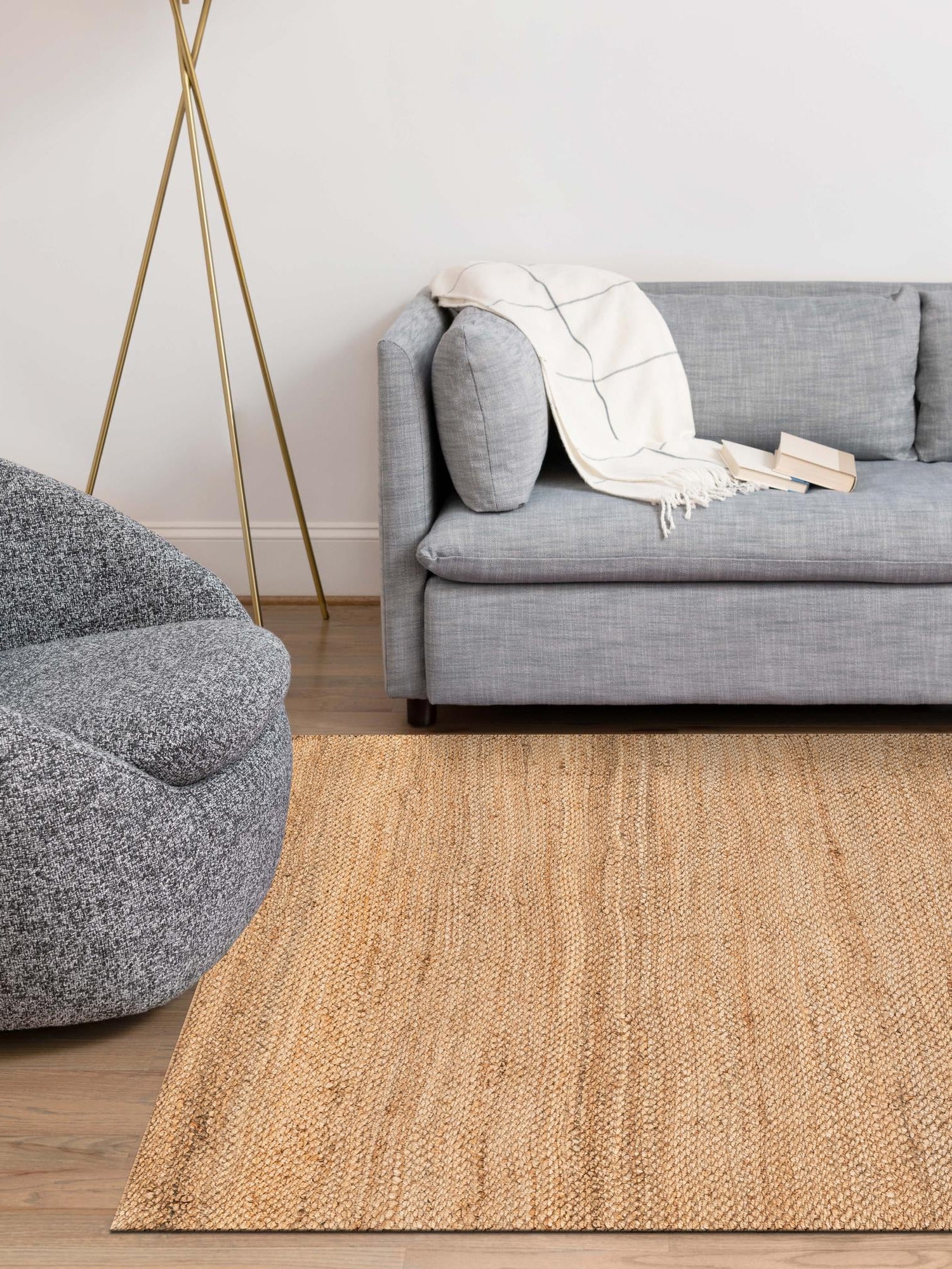 Natural 5' 1 x 8' Chunky Jute Rectangle Area Rug 100% All Natural Jute Sustainable Eco-Friendly Carpet Mat for Natural Interior Design Homes for Sale at Rug Engine