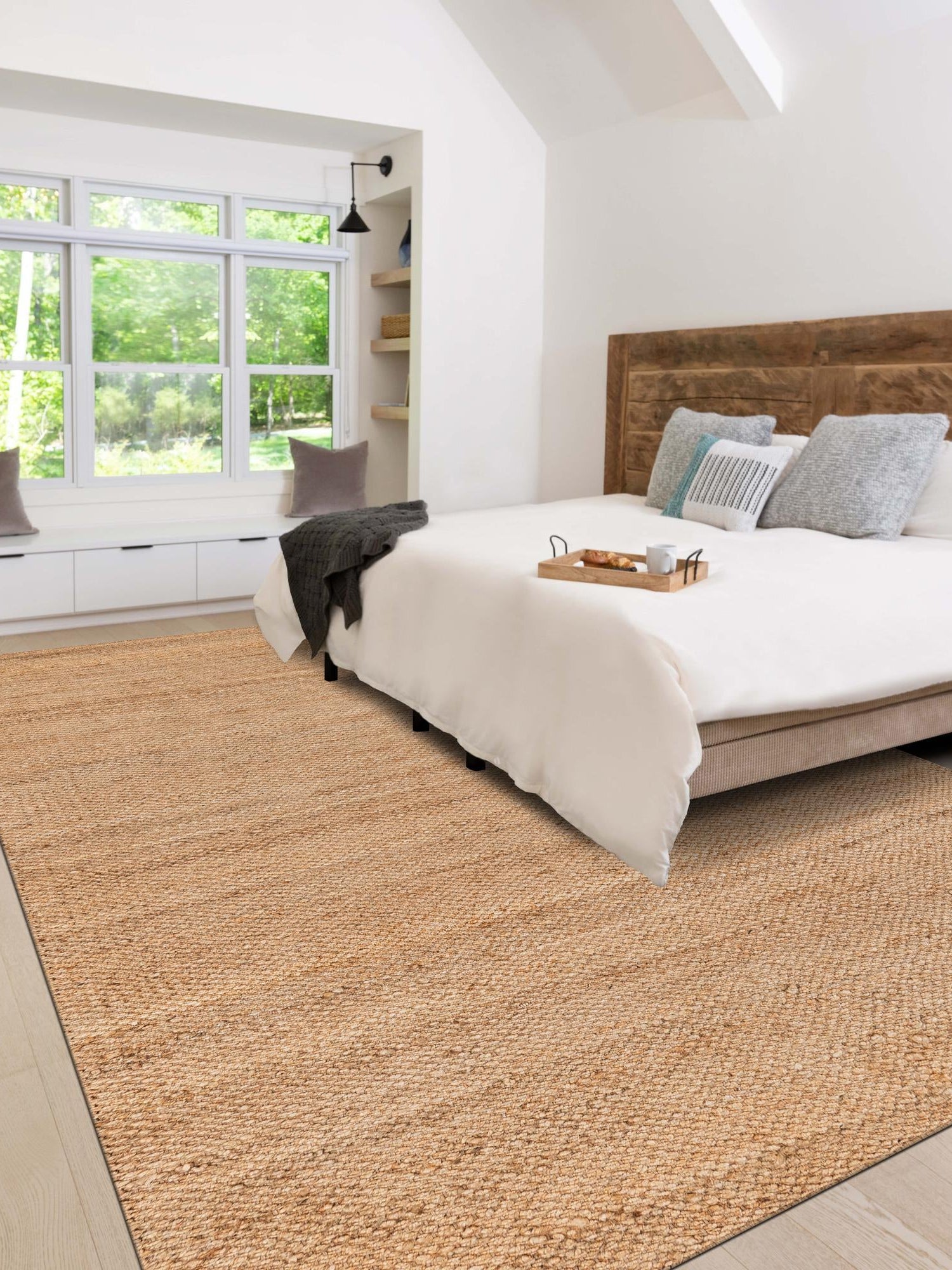 Natural 5' 1 x 8' Chunky Jute Rectangle Area Rug 100% All Natural Jute Sustainable Eco-Friendly Carpet Mat for Natural Interior Design Homes for Sale at Rug Engine