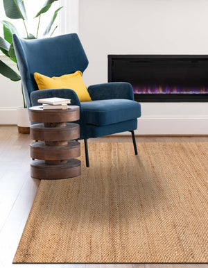 Natural 6' 1 x 9' Chunky Jute Rectangle Rug