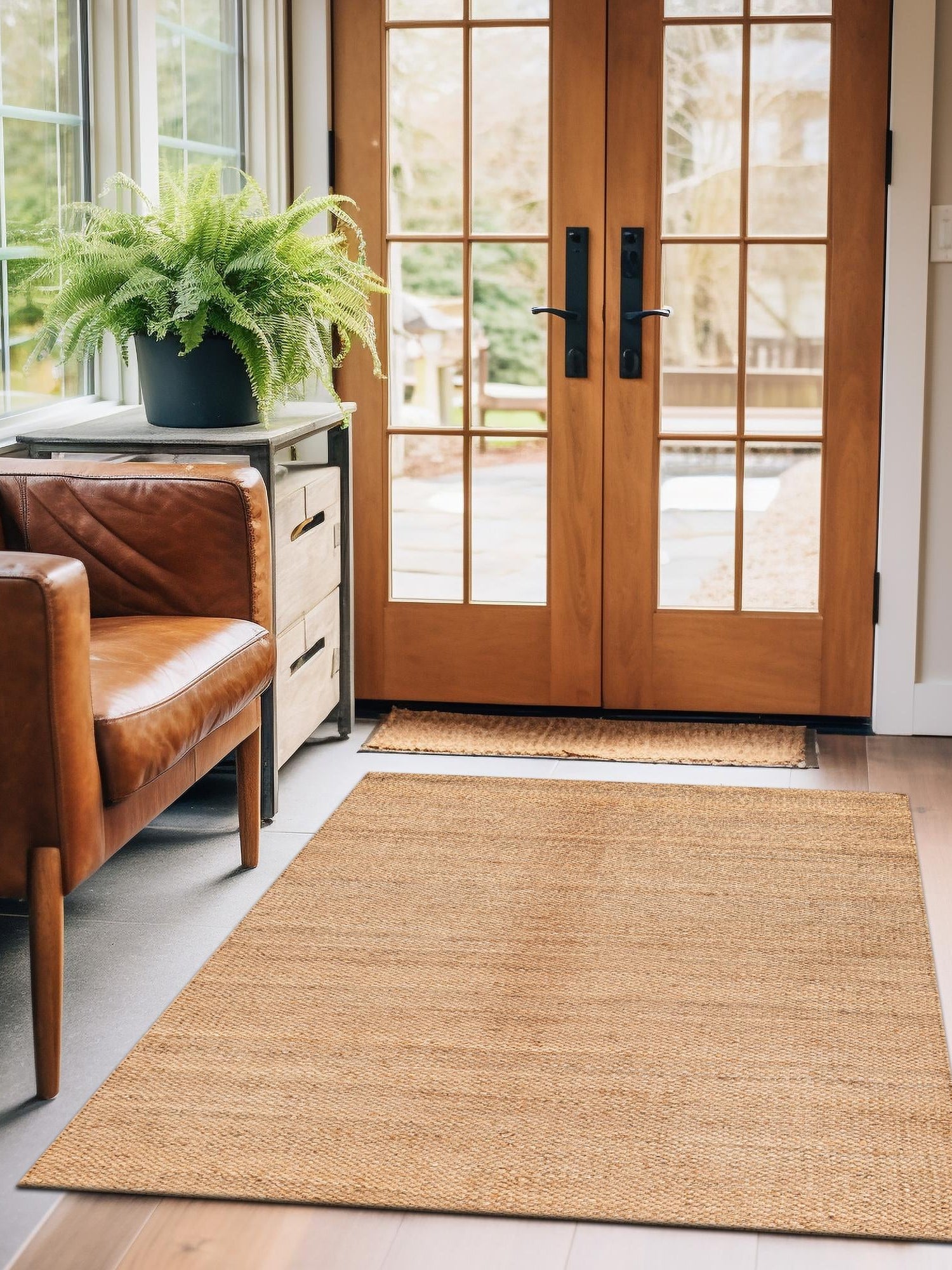 Natural 5' 1 x 8' Chunky Jute Rectangle Area Rug 100% All Natural Jute Sustainable Eco-Friendly Carpet Mat for Natural Interior Design Homes for Sale at Rug Engine