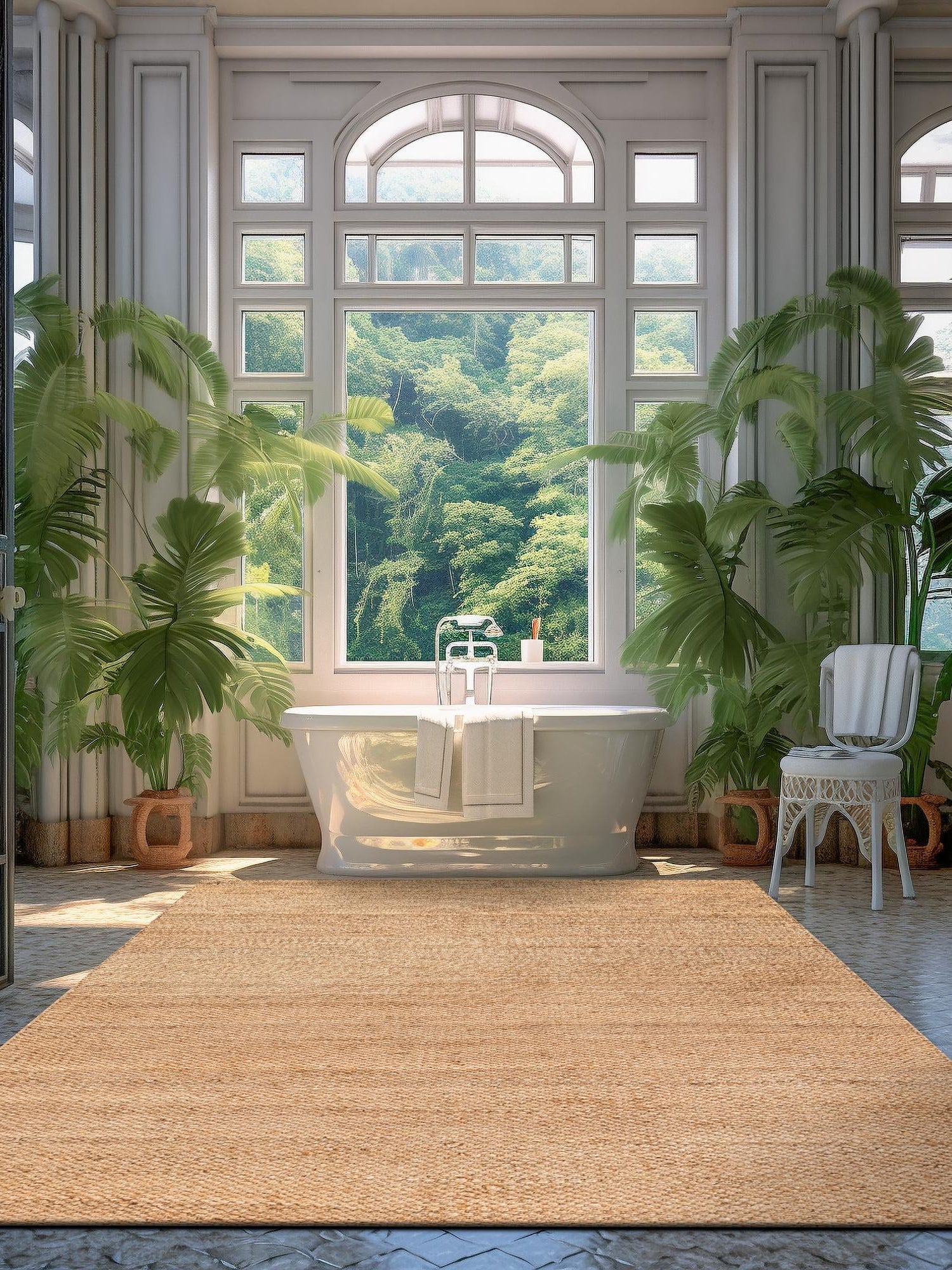 Natural 5' 1 x 8' Chunky Jute Rectangle Area Rug 100% All Natural Jute Sustainable Eco-Friendly Carpet Mat for Natural Interior Design Homes for Sale at Rug Engine