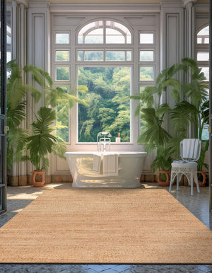 Natural 5' 1 x 8' Chunky Jute Rectangle Area Rug 100% All Natural Jute Sustainable Eco-Friendly Carpet Mat for Natural Interior Design Homes for Sale at Rug Engine