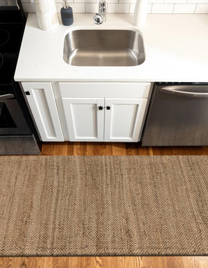 Natural 2' 7 x 6' 1 Chunky Jute Runner Area Rug 100% All Natural Jute Sustainable Eco-Friendly Carpet Mat for Natural Interior Design Homes for Sale at Rug Engine