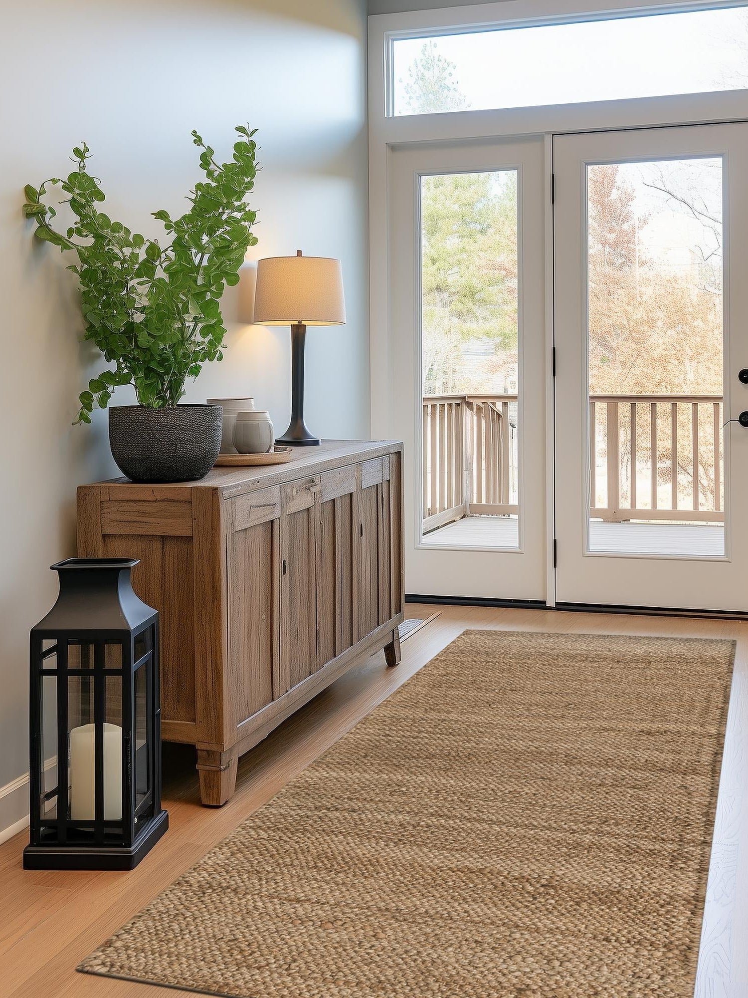 Natural 2' 7 x 12' Chunky Jute Runner Area Rug 100% All Natural Jute Sustainable Eco-Friendly Carpet Mat for Natural Interior Design Homes for Sale at Rug Engine