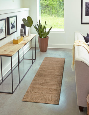 Natural 2' 7 x 10' Chunky Jute Runner Area Rug 100% All Natural Jute Sustainable Eco-Friendly Carpet Mat for Natural Interior Design Homes for Sale at Rug Engine