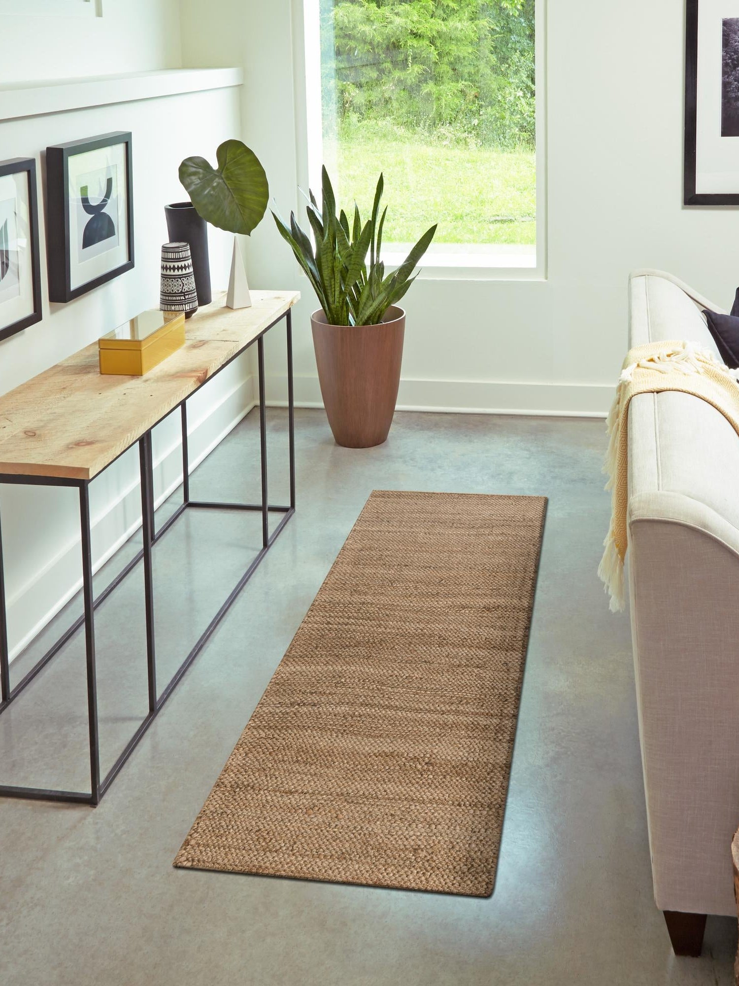 Natural 2' x 5' 1 Chunky Jute Runner Area Rug 100% All Natural Jute Sustainable Eco-Friendly Carpet Mat for Natural Interior Design Homes for Sale at Rug Engine