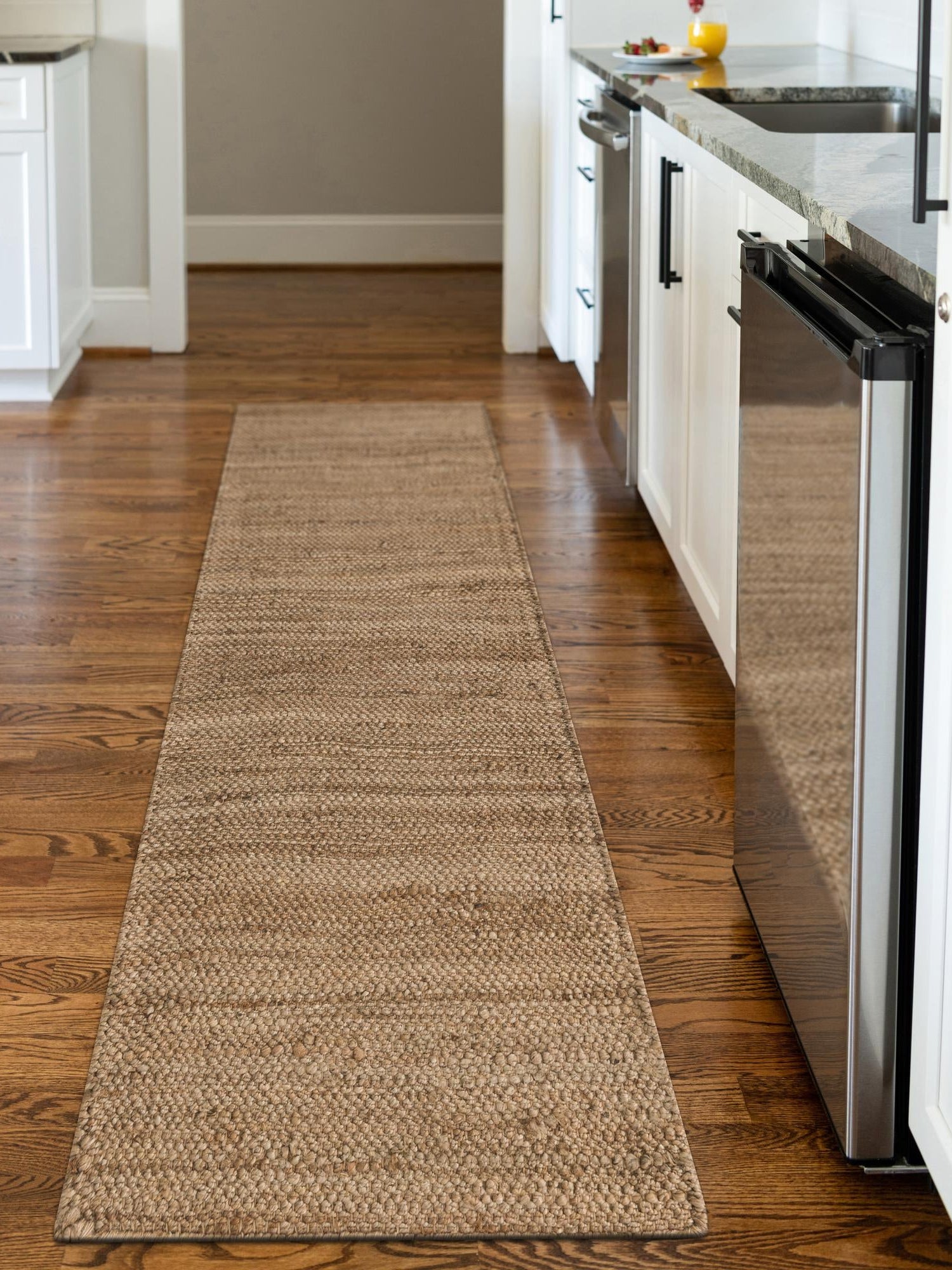 Natural 2' 7 x 12' Chunky Jute Runner Area Rug 100% All Natural Jute Sustainable Eco-Friendly Carpet Mat for Natural Interior Design Homes for Sale at Rug Engine