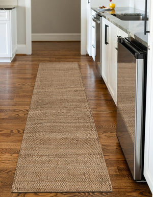 Natural 2' 7 x 12' Chunky Jute Runner Area Rug 100% All Natural Jute Sustainable Eco-Friendly Carpet Mat for Natural Interior Design Homes for Sale at Rug Engine