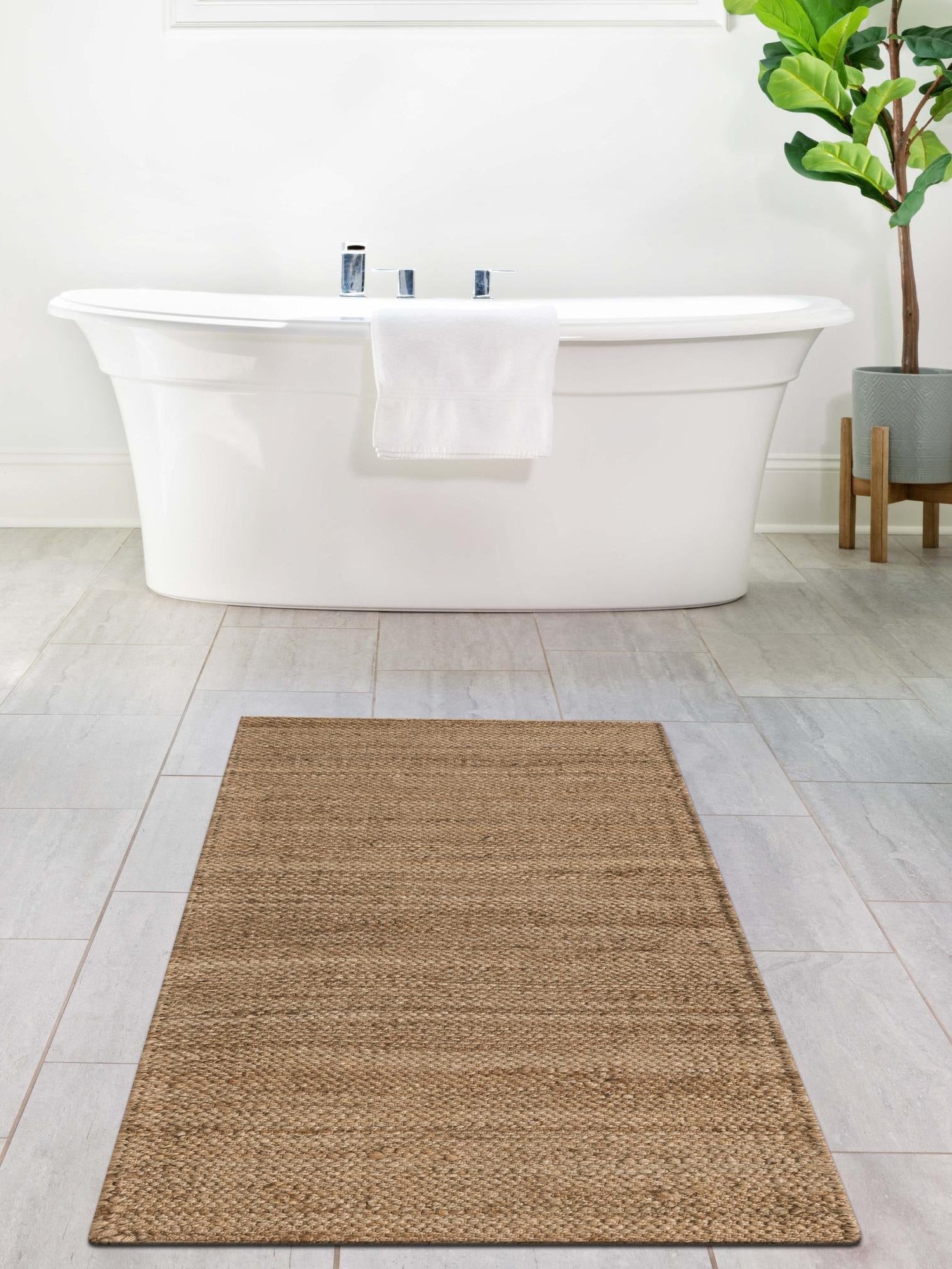 Natural 2' 7 x 6' 1 Chunky Jute Runner Area Rug 100% All Natural Jute Sustainable Eco-Friendly Carpet Mat for Natural Interior Design Homes for Sale at Rug Engine