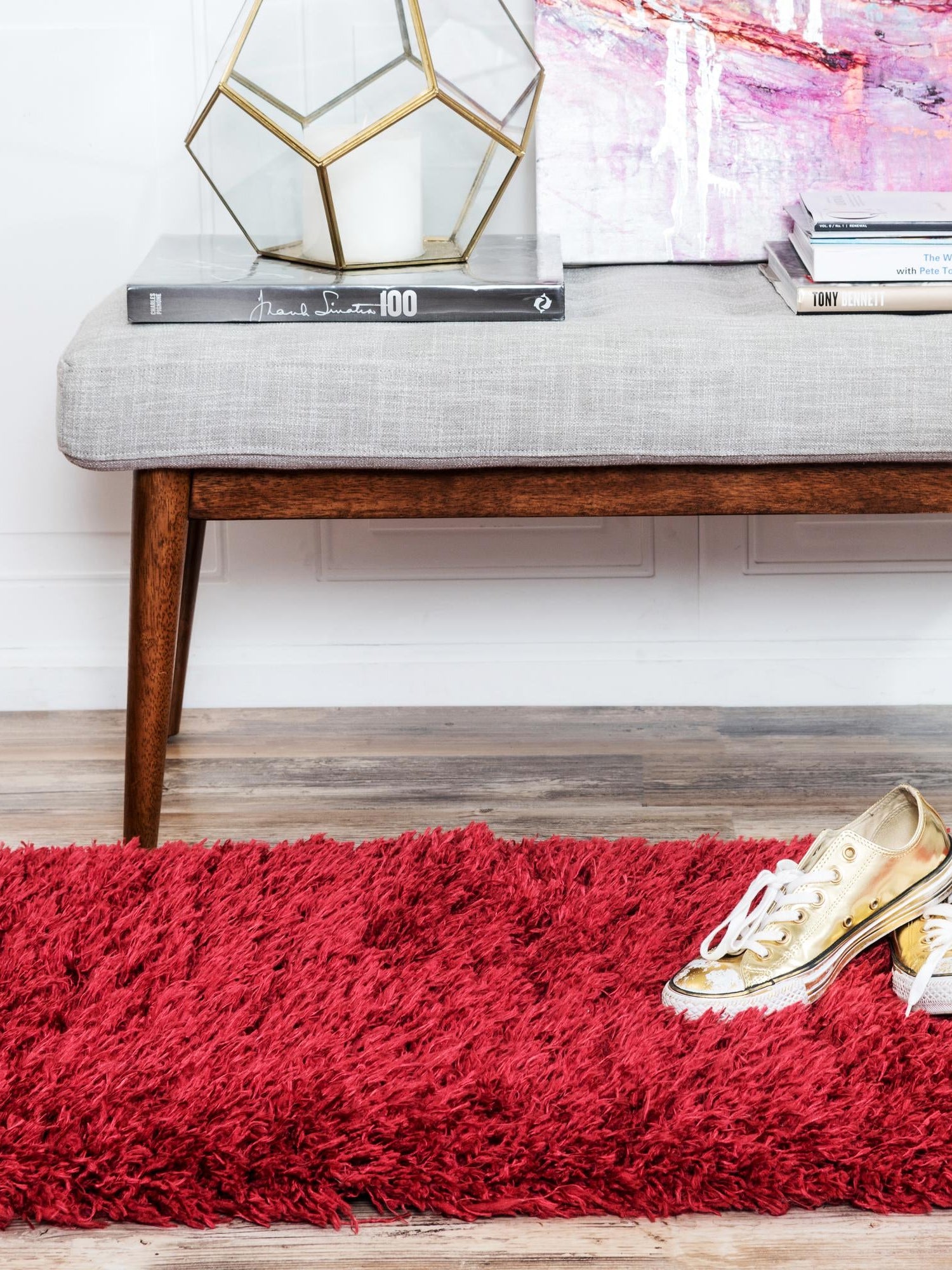 Lipstick 2' x 10' Marilyn Monroe Opulence Shag Runner Area Rug Thick Soft Touch Fluffy & Plush Shaggy Pile 100% Polyester Carpet for Living, Dining, Bedroom, Office for Sale at Rug Engine