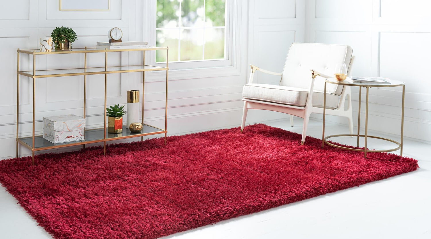 Lipstick 8' x 10' Marilyn Monroe Opulence Shag Rectangle Area Rug Thick Soft Touch Fluffy & Plush Shaggy Pile 100% Polyester Carpet for Living, Dining, Bedroom, Office for Sale at Rug Engine