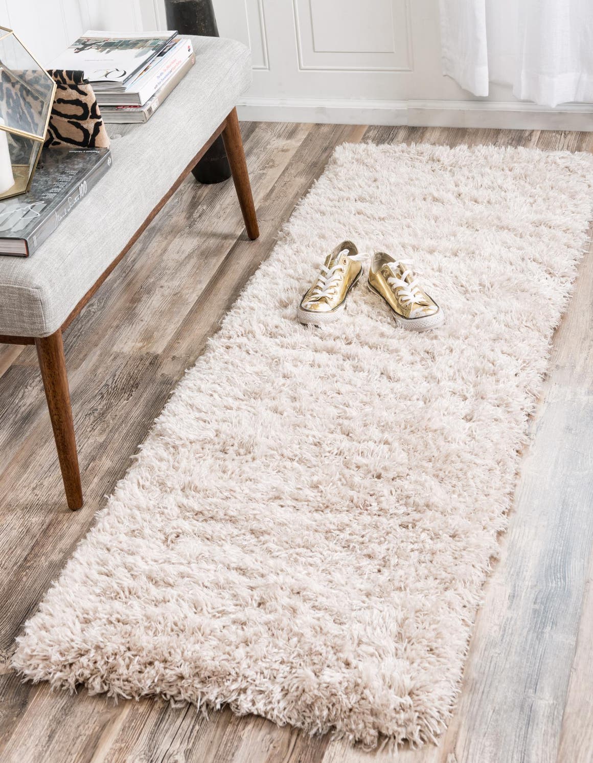 Blonde 2' x 10' Marilyn Monroe Opulence Shag Runner Area Rug Thick Soft Touch Fluffy & Plush Shaggy Pile 100% Polyester Carpet for Living, Dining, Bedroom, Office for Sale at Rug Engine