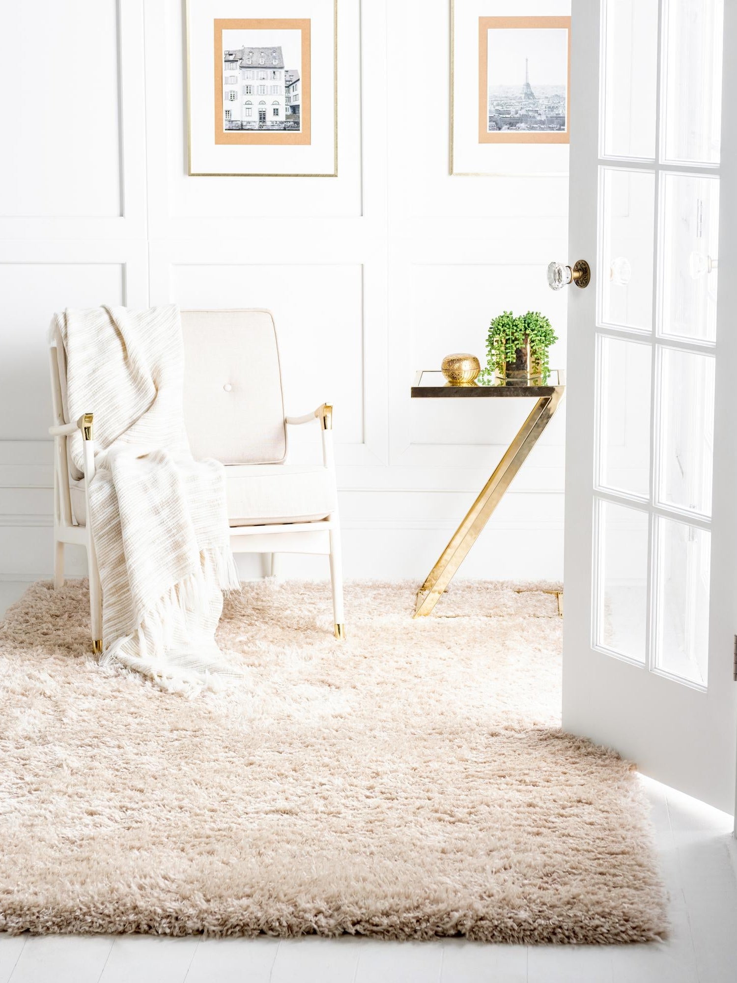 Blonde 8' x 10' Marilyn Monroe Opulence Shag Rectangle Area Rug Thick Soft Touch Fluffy & Plush Shaggy Pile 100% Polyester Carpet for Living, Dining, Bedroom, Office for Sale at Rug Engine