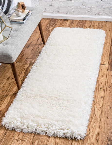 Bone 2' x 6' 1 Marilyn Monroe Opulence Shag Runner Area Rug Thick Soft Touch Fluffy & Plush Shaggy Pile