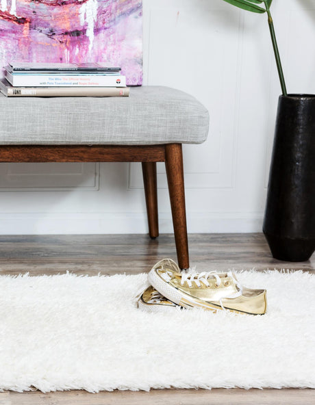 Bone 2' x 10' Marilyn Monroe Opulence Shag Runner Area Rug Thick Soft Touch Fluffy & Plush Shaggy Pile 100% Polyester Carpet for Living, Dining, Bedroom, Office for Sale at Rug Engine