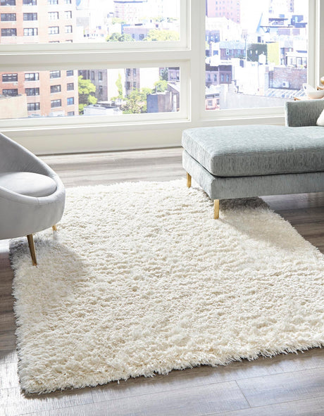 Bone 1' 4 x 1' 4 Marilyn Monroe Opulence Shag Sample Area Rug Thick Soft Touch Fluffy & Plush Shaggy Pile