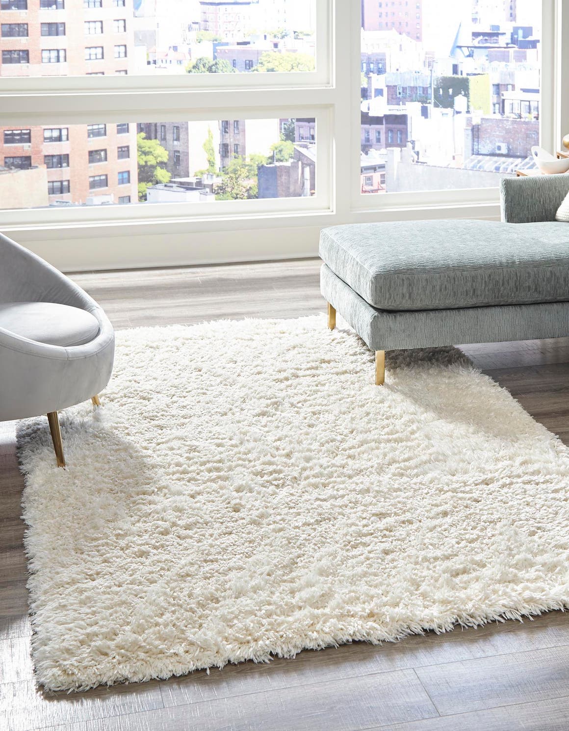 Bone 9' x 12' Marilyn Monroe Opulence Shag Rectangle Area Rug Thick Soft Touch Fluffy & Plush Shaggy Pile 100% Polyester Carpet for Living, Dining, Bedroom, Office for Sale at Rug Engine