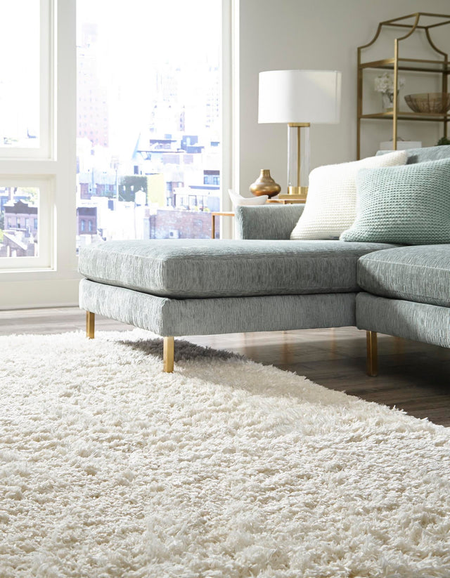 Bone 8' x 10' Marilyn Monroe Opulence Shag Rectangle Area Rug Thick Soft Touch Fluffy & Plush Shaggy Pile