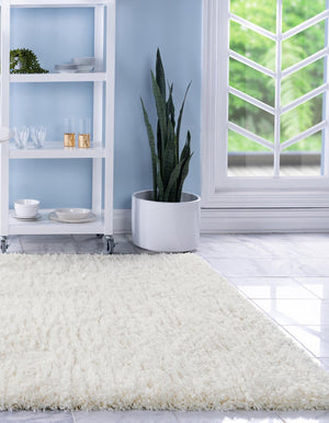 Bone 8' x 10' Marilyn Monroe Opulence Shag Rectangle Area Rug Thick Soft Touch Fluffy & Plush Shaggy Pile