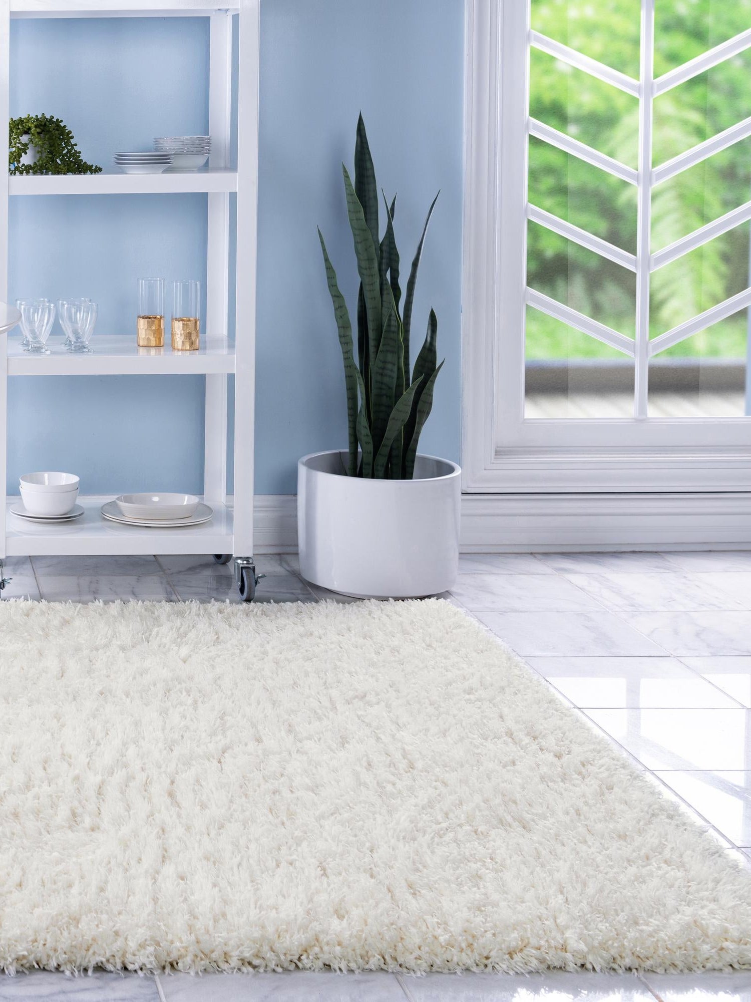 Bone 5' 1 x 8' Marilyn Monroe Opulence Shag Rectangle Area Rug Thick Soft Touch Fluffy & Plush Shaggy Pile 100% Polyester Carpet for Living, Dining, Bedroom, Office for Sale at Rug Engine