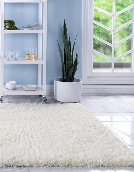 Bone 9' x 12' Marilyn Monroe Opulence Shag Rectangle Area Rug Thick Soft Touch Fluffy & Plush Shaggy Pile 100% Polyester Carpet for Living, Dining, Bedroom, Office for Sale at Rug Engine