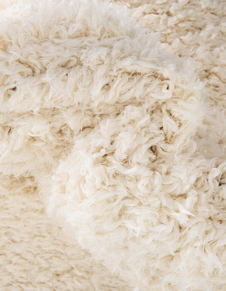 Bone 4' 1 x 6' 1 Marilyn Monroe Opulence Shag Rectangle Area Rug Thick Soft Touch Fluffy & Plush Shaggy Pile 100% Polyester Carpet for Living, Dining, Bedroom, Office for Sale at Rug Engine